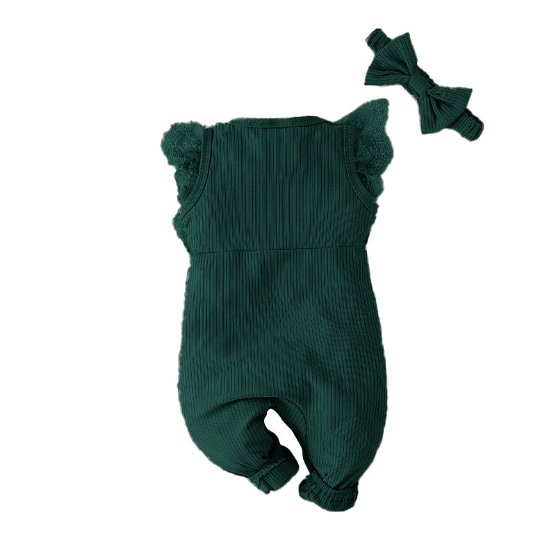 Girls Ribbed Rompers