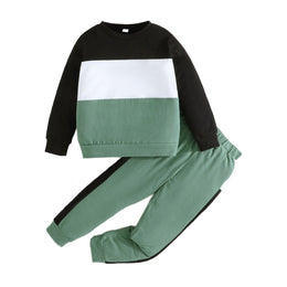 Green Boys Colourblocked Sweatshirt with Pyjamas
