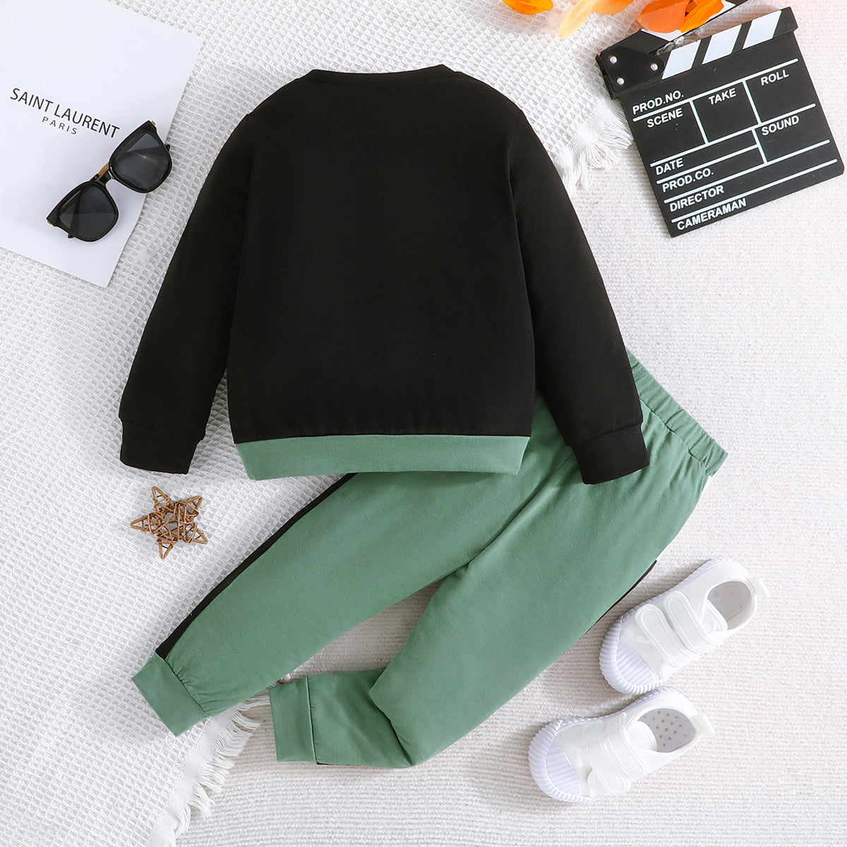 Green Boys Colourblocked Sweatshirt with Pyjamas