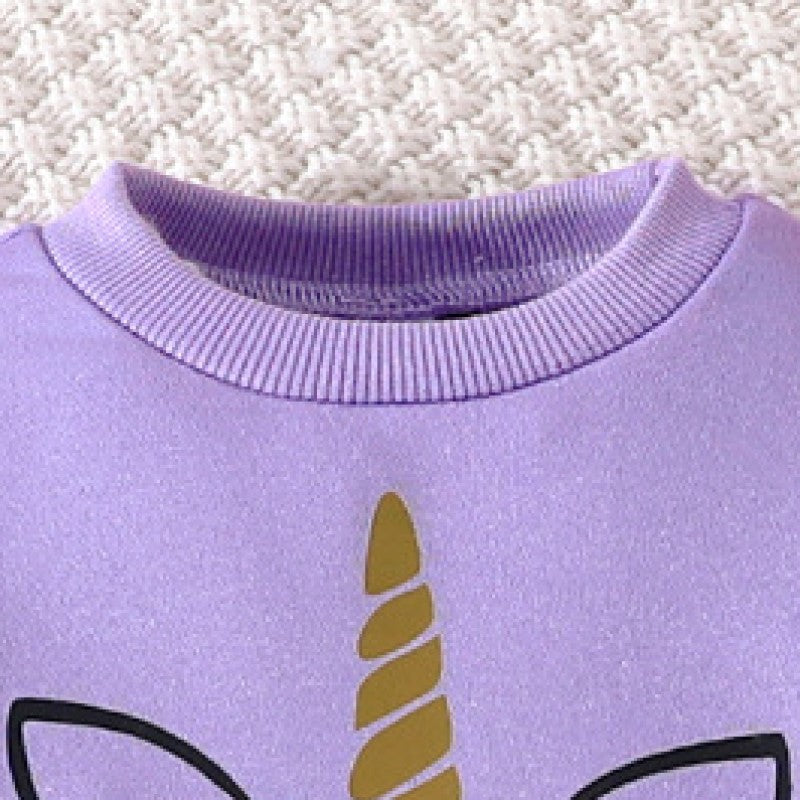 Girls Purple & Black Graphic Printed Top with Pyjamas