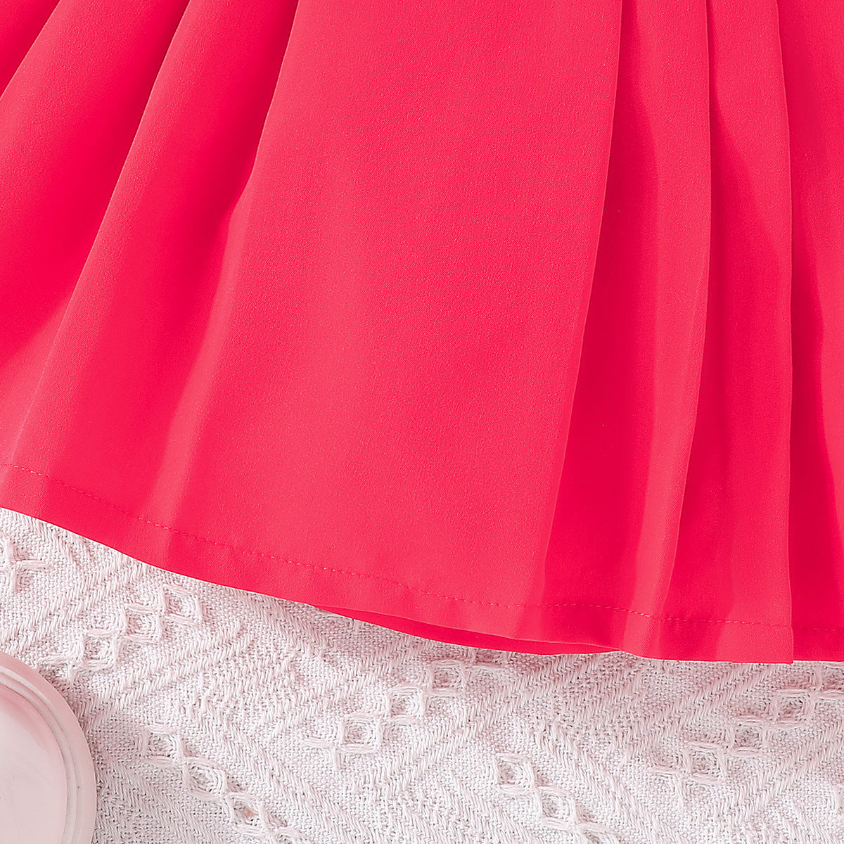 Girls Fuchsia & Black Ribbed High Neck Top with Skirt