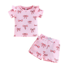 Girls Printed Short Sleeves T-shirt With Shorts