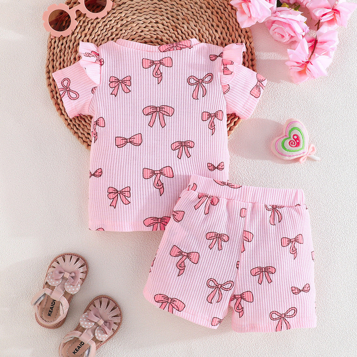 Girls Printed Short Sleeves T-shirt With Shorts