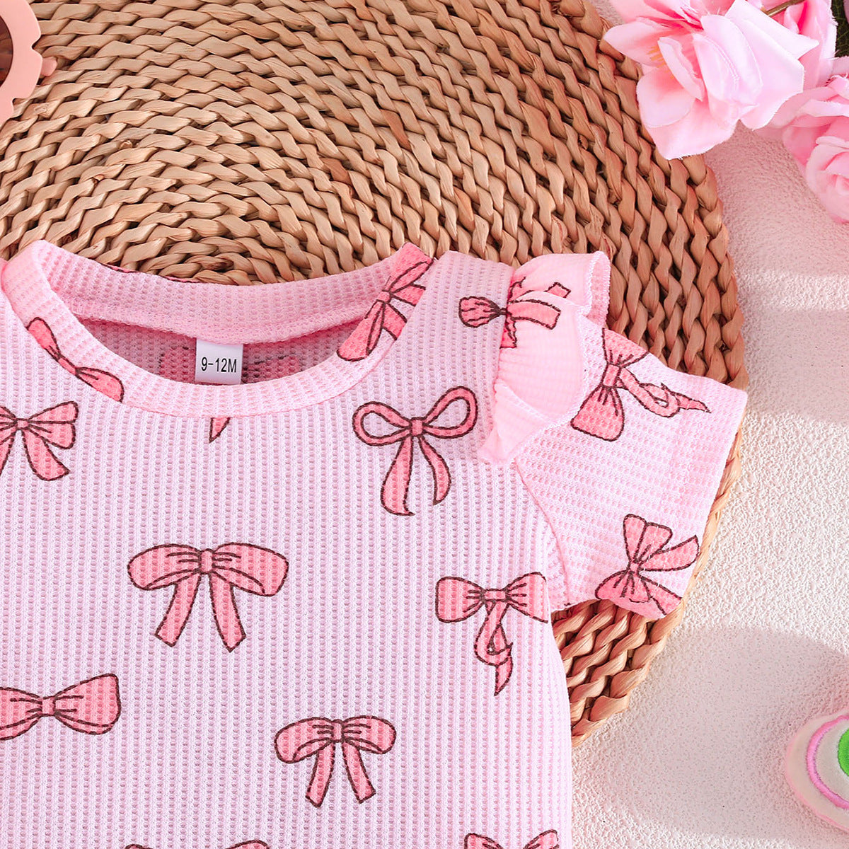 Girls Printed Short Sleeves T-shirt With Shorts