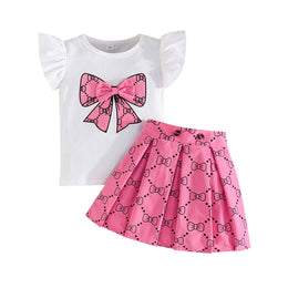 Girls Printed Top with Skirt