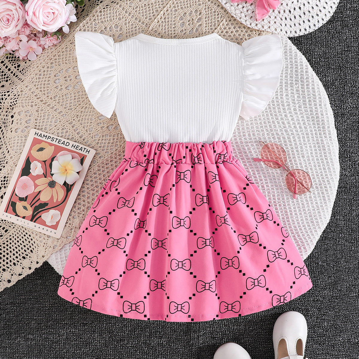 Girls Printed Top with Skirt