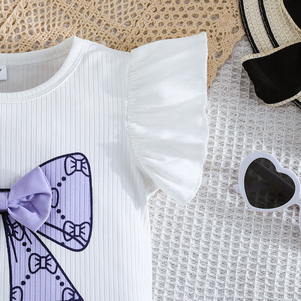 Girls Printed Top with Skirt Clothing Set