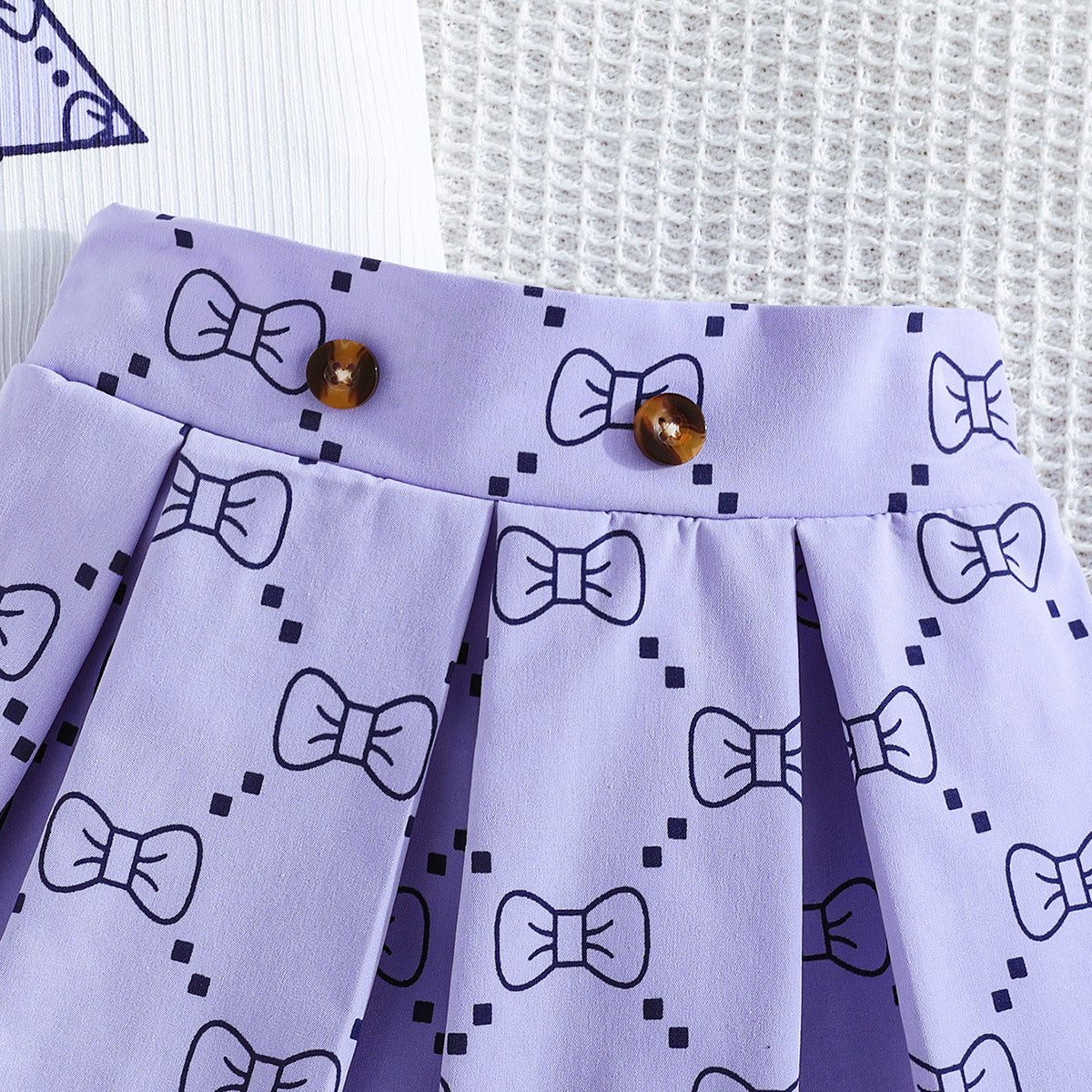 Girls Printed Top with Skirt Clothing Set