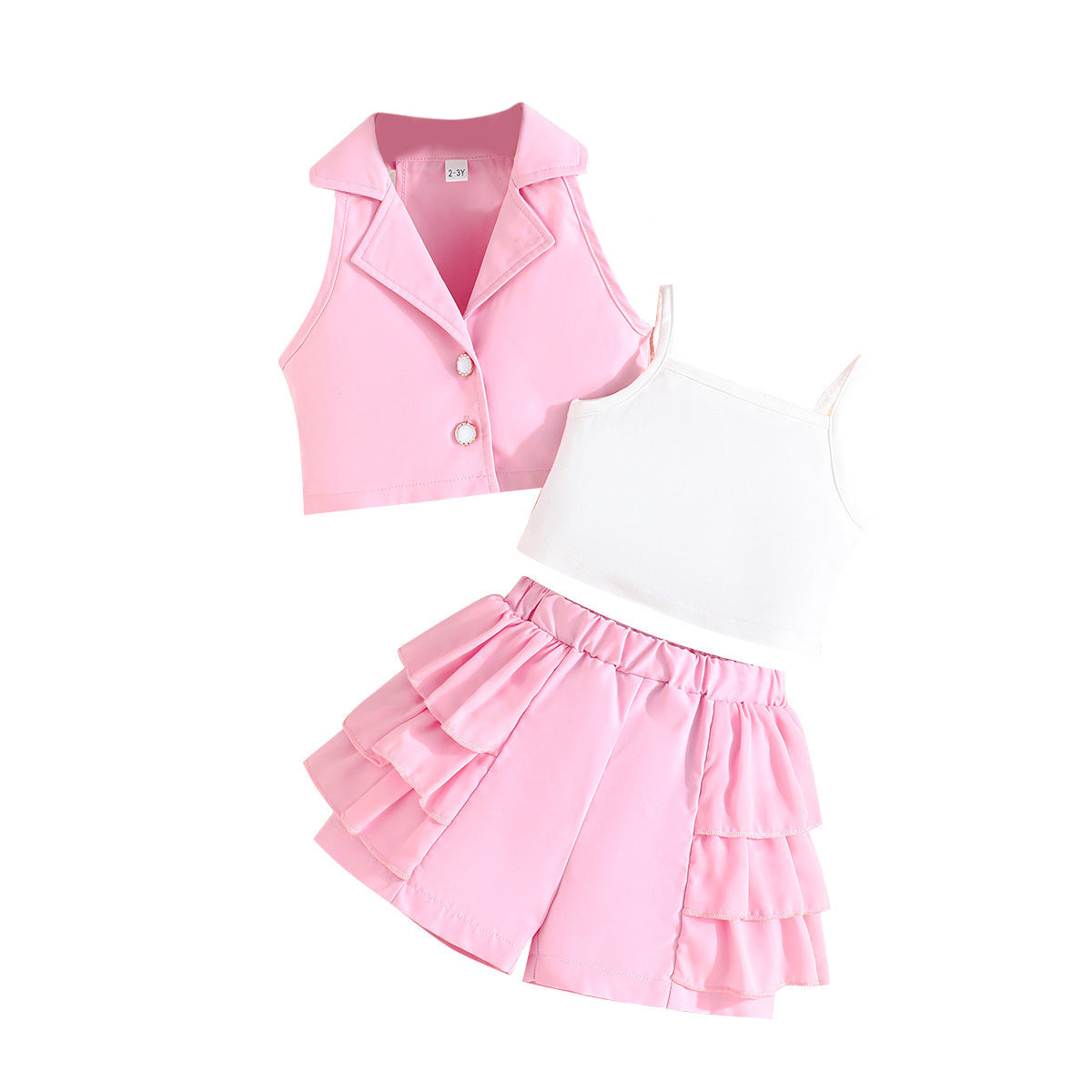 Girls Solid Clothing Set With Waistcoat