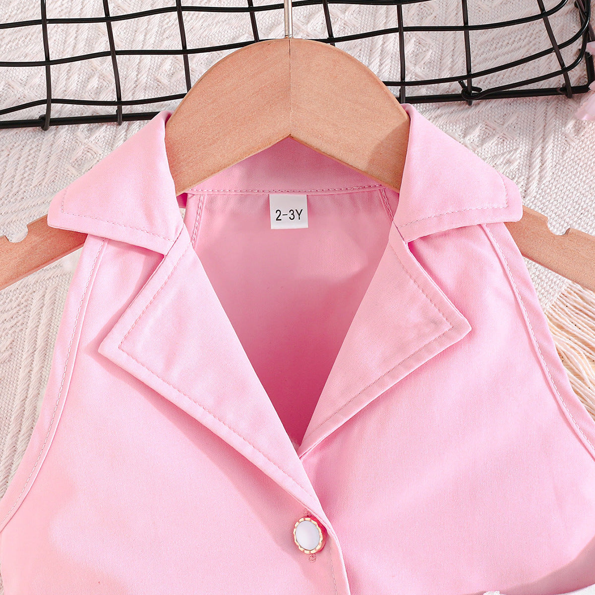Girls Solid Clothing Set With Waistcoat