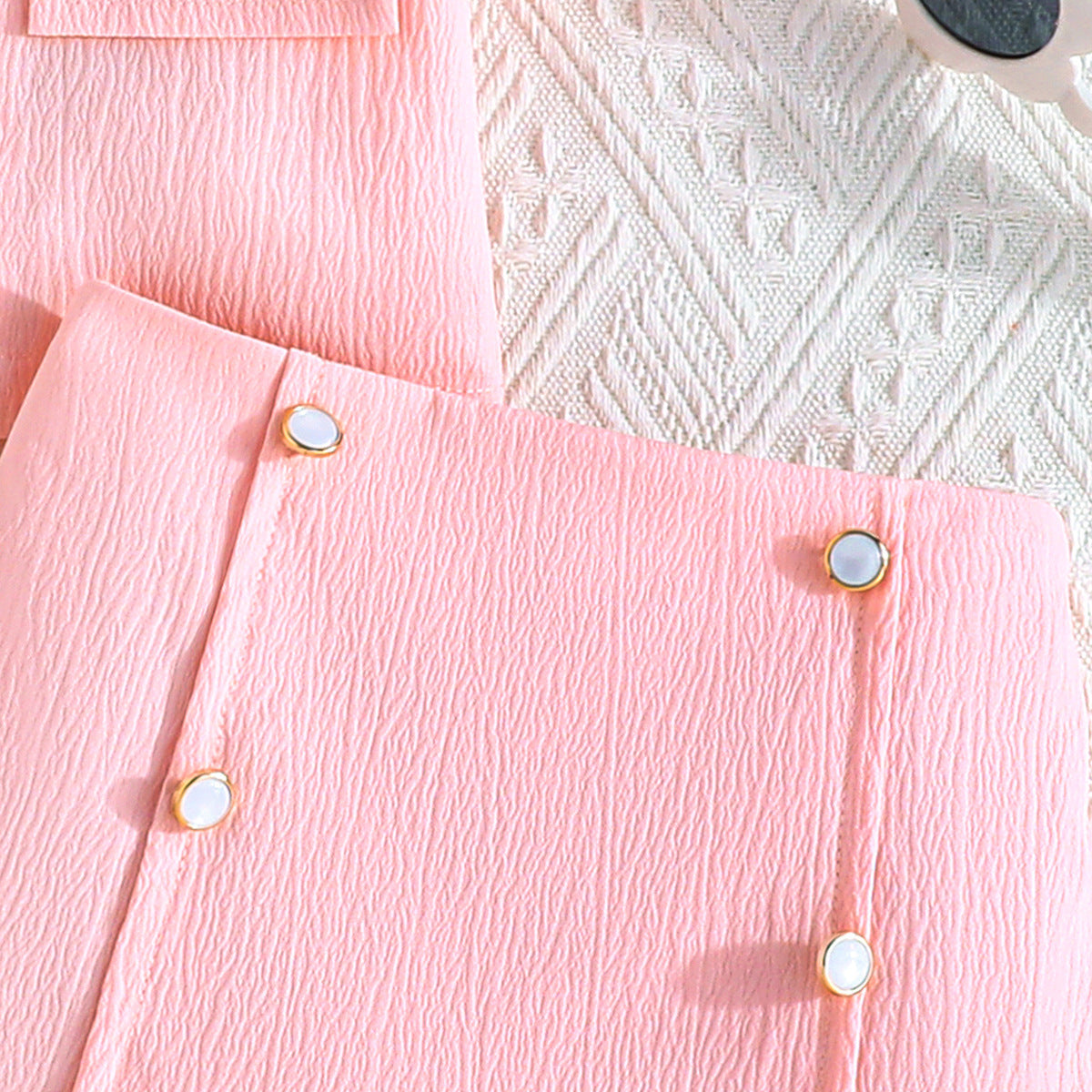 Girls Colourblocked Shawl Collar Coat with Skirt
