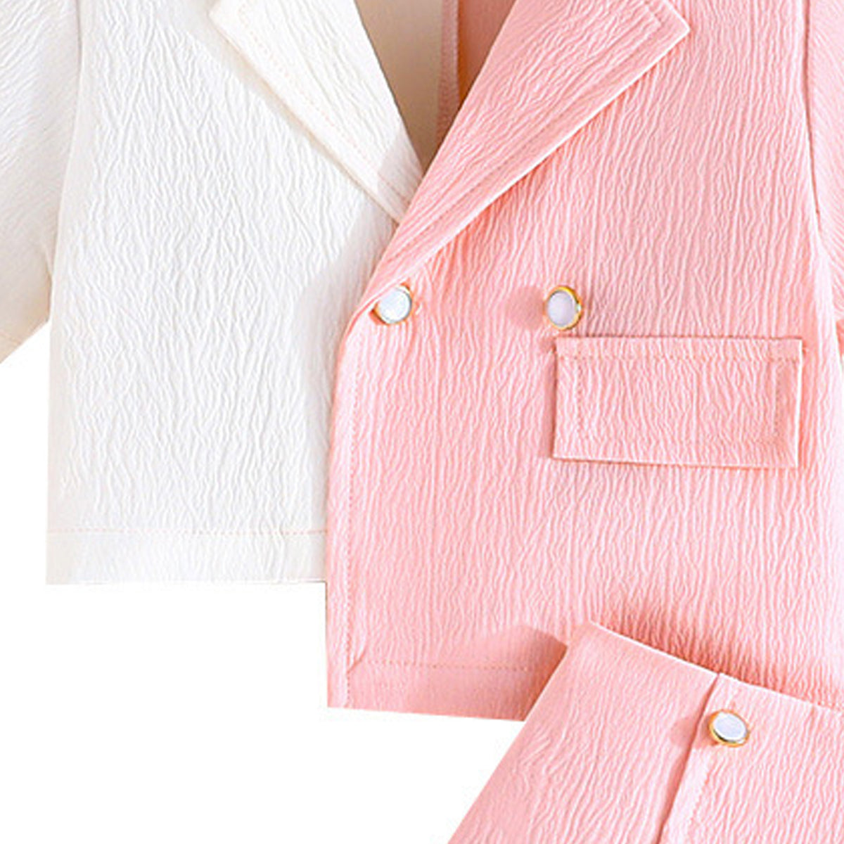 Girls Colourblocked Shawl Collar Coat with Skirt