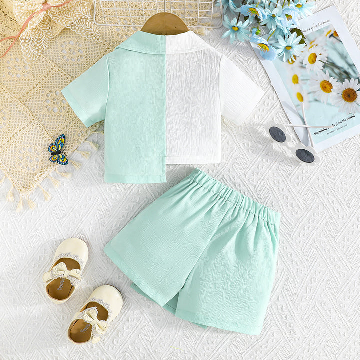 Girls Colourblocked Coat with Skirt
