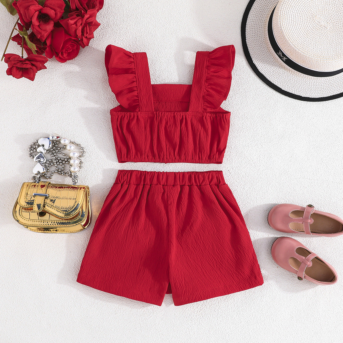 Girls Sleeveless Top With Shorts