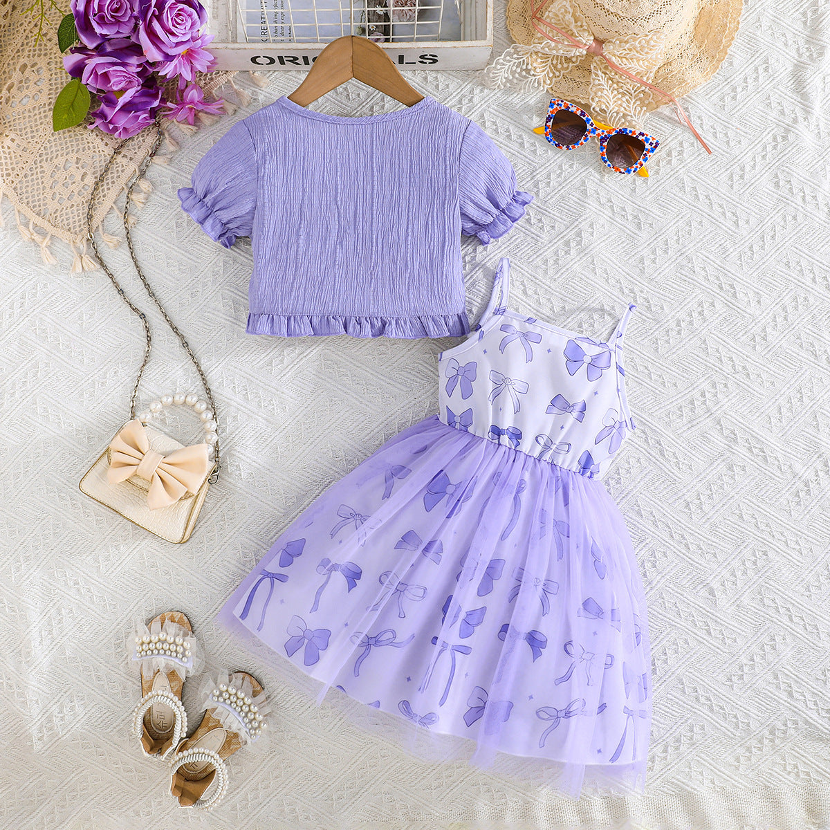 Girls Printed Tunic with Skirt Set