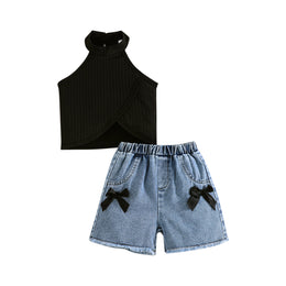 Girls Halter Neck Sleeveless Top With Shorts