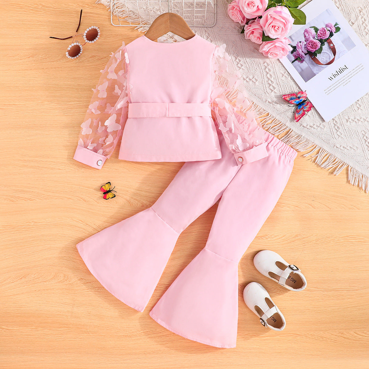 Girls Embellished Square Neck Top with Palazzos
