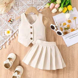 Girl Coat with Skirt Clothing Set