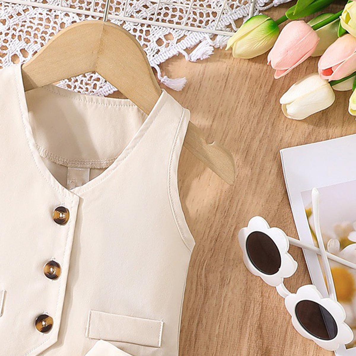 Girl Coat with Skirt Clothing Set