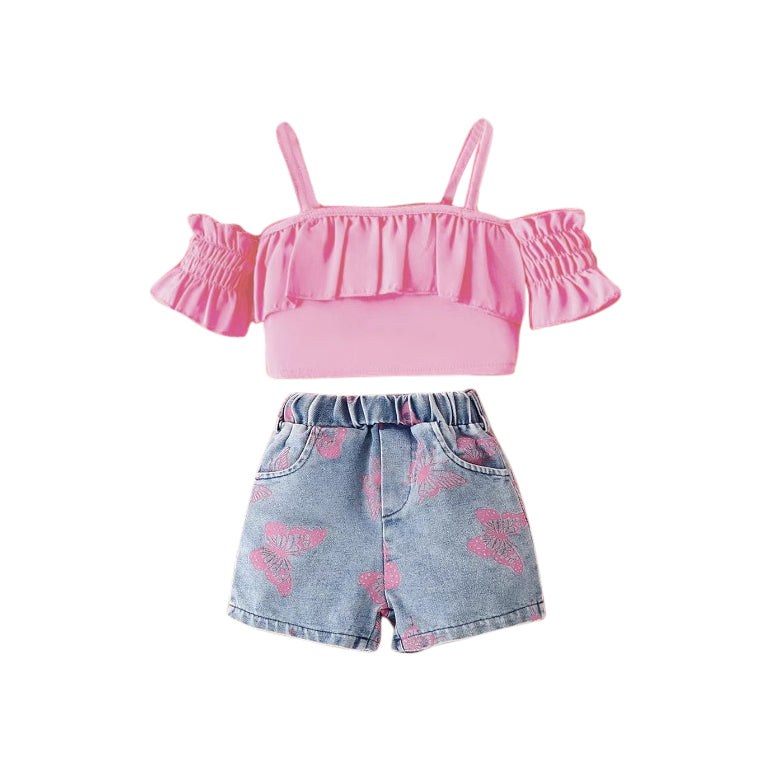 Girls Shoulder Straps Top With Shorts