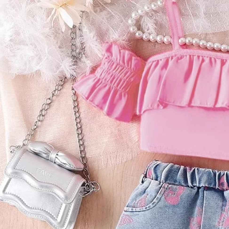 Girls Shoulder Straps Top With Shorts