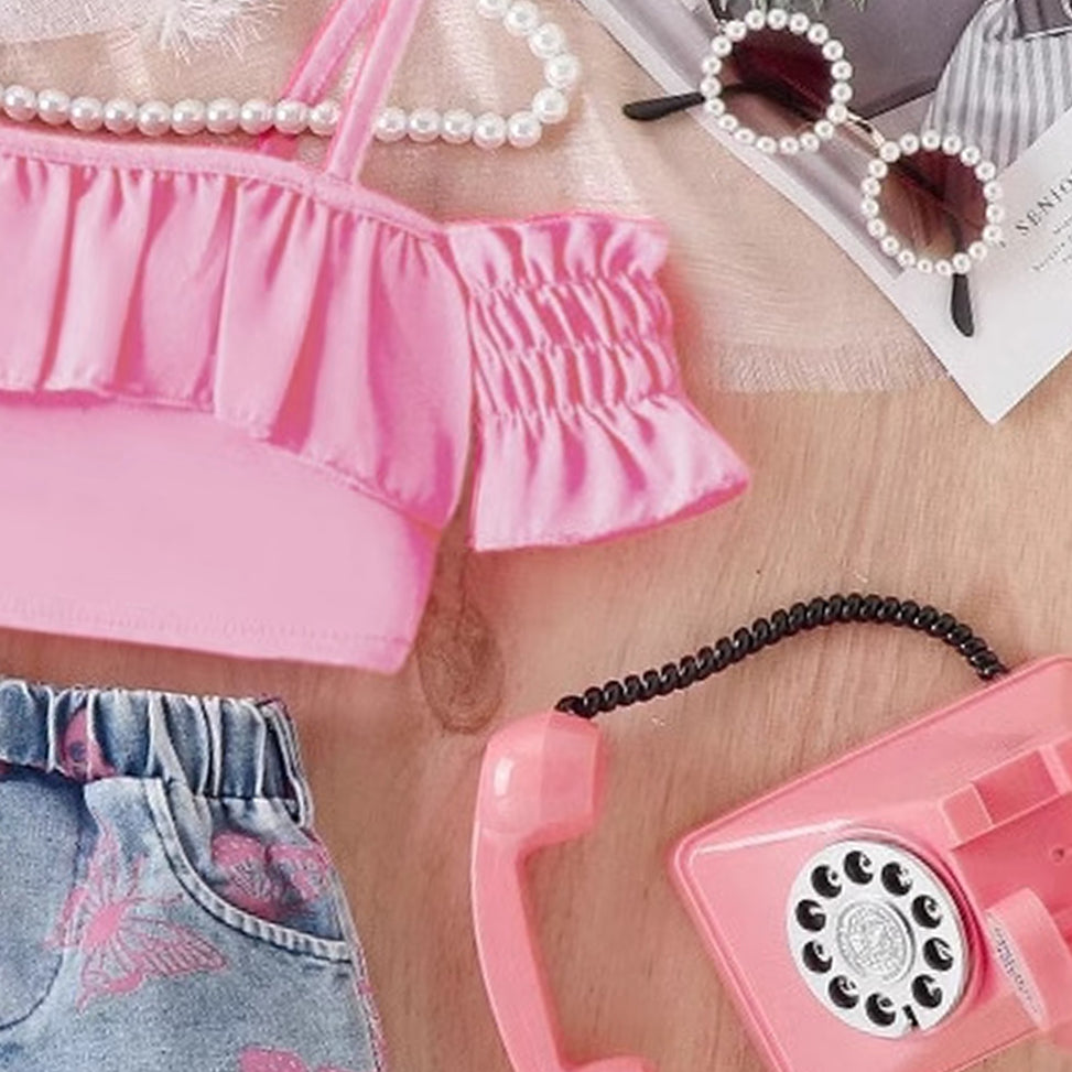 Girls Shoulder Straps Top With Shorts