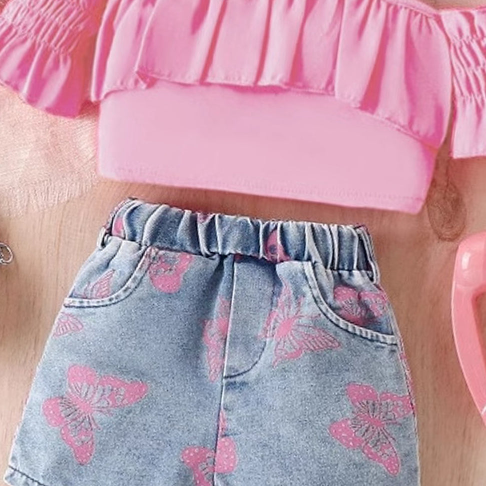 Girls Shoulder Straps Top With Shorts
