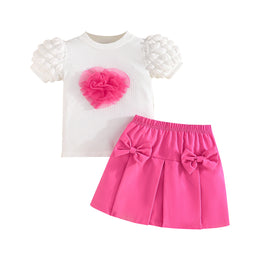 Girls Round Neck Top with Skirt