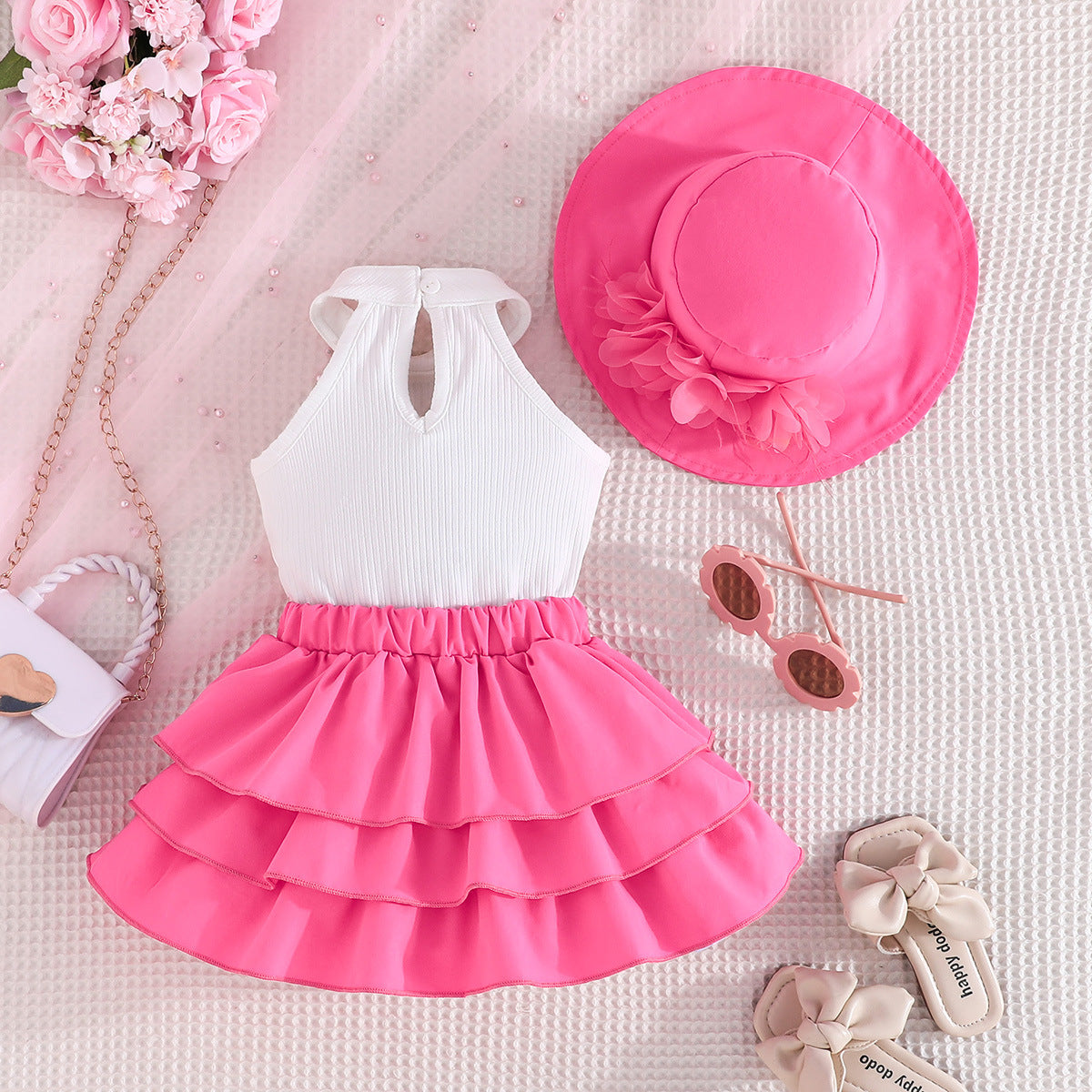Girls Embellished Top With Skirt
