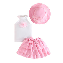 Girls Embellished Sleeveless Top With Skirt