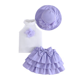 Girls Halter Neck Sleeveless Top With Skirt