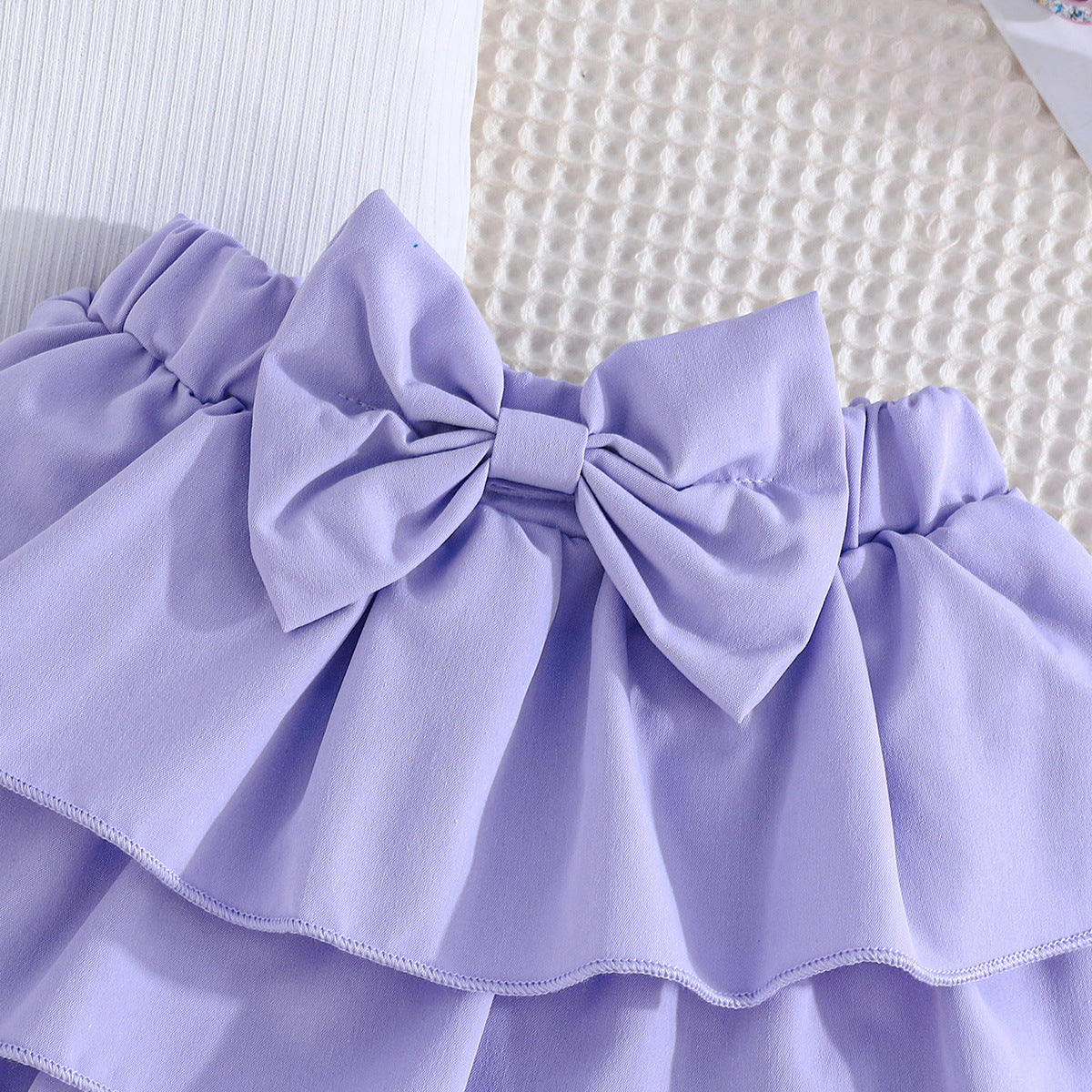 Girls Halter Neck Sleeveless Top With Skirt