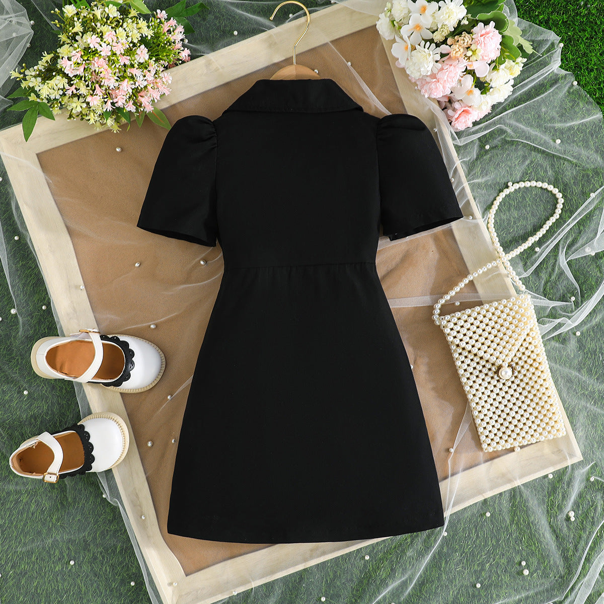 Woman Applique A-Line Midi Dress