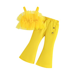 Girls Sleeveless Shoulder Straps Top With Palazzos