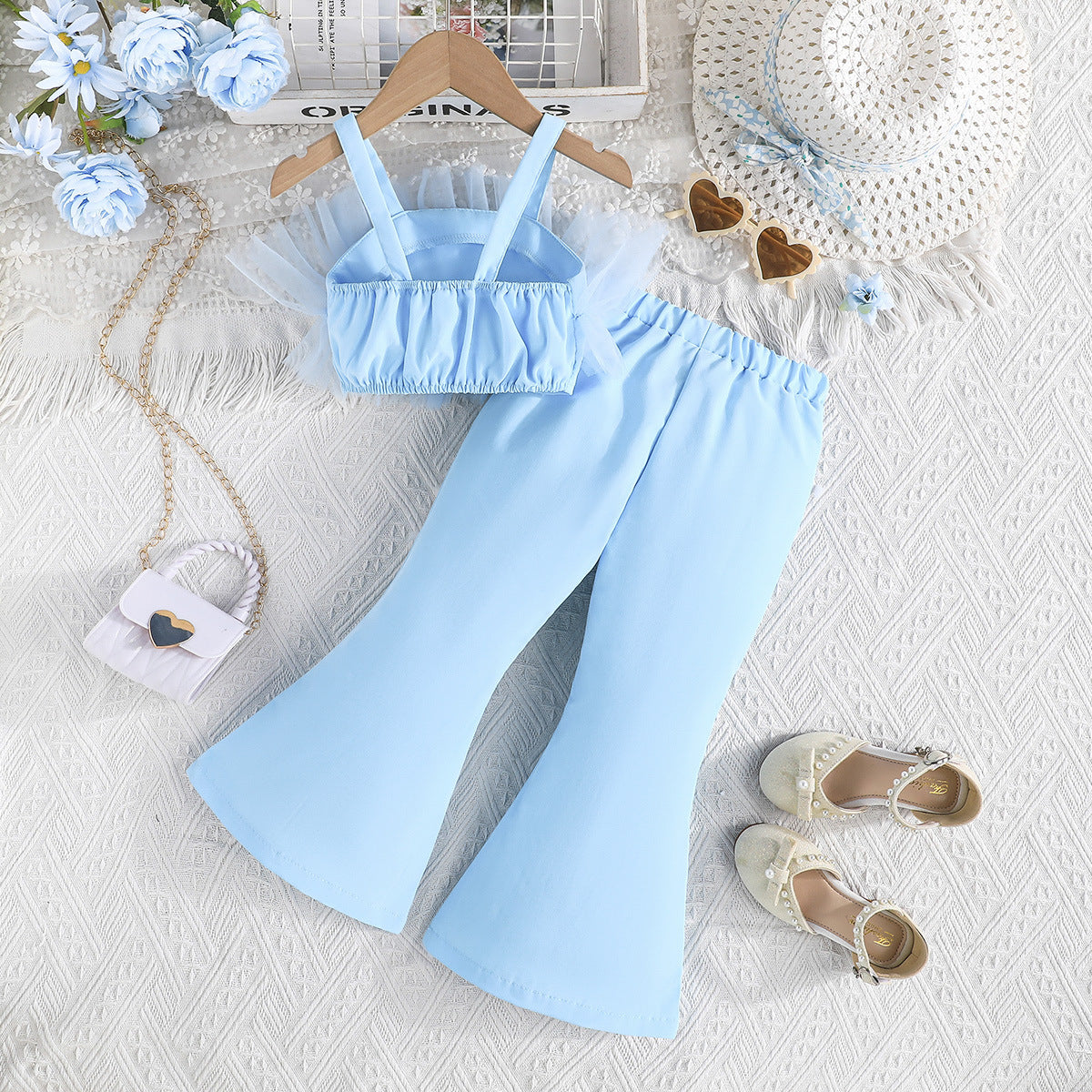 Girls Shoulder Straps Top With Palazzos