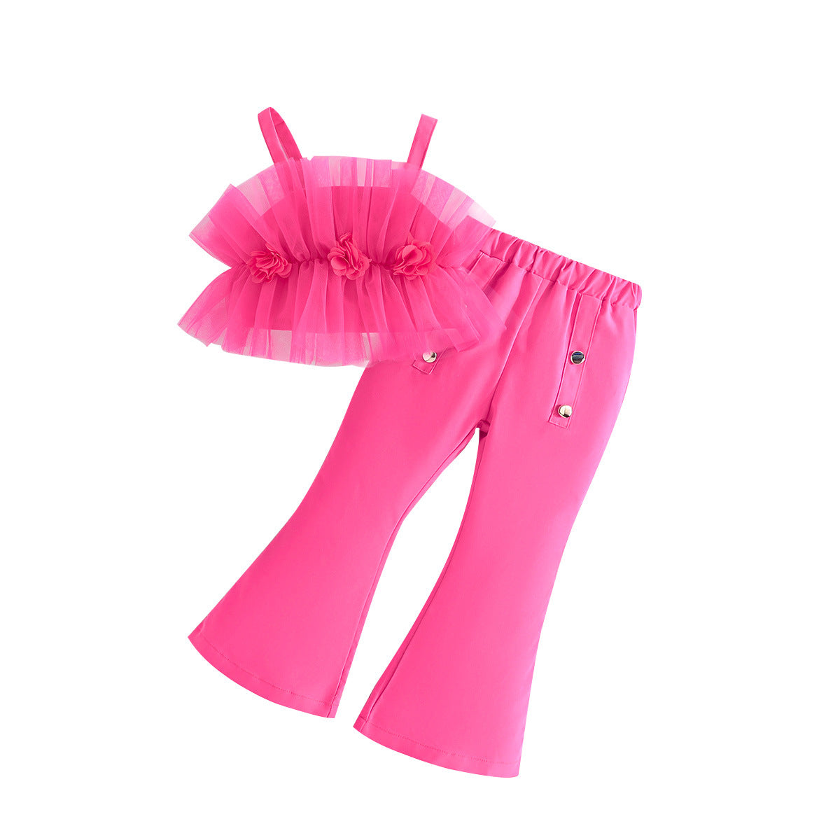 Girls Sleeveless Shoulder Straps Top With Palazzos