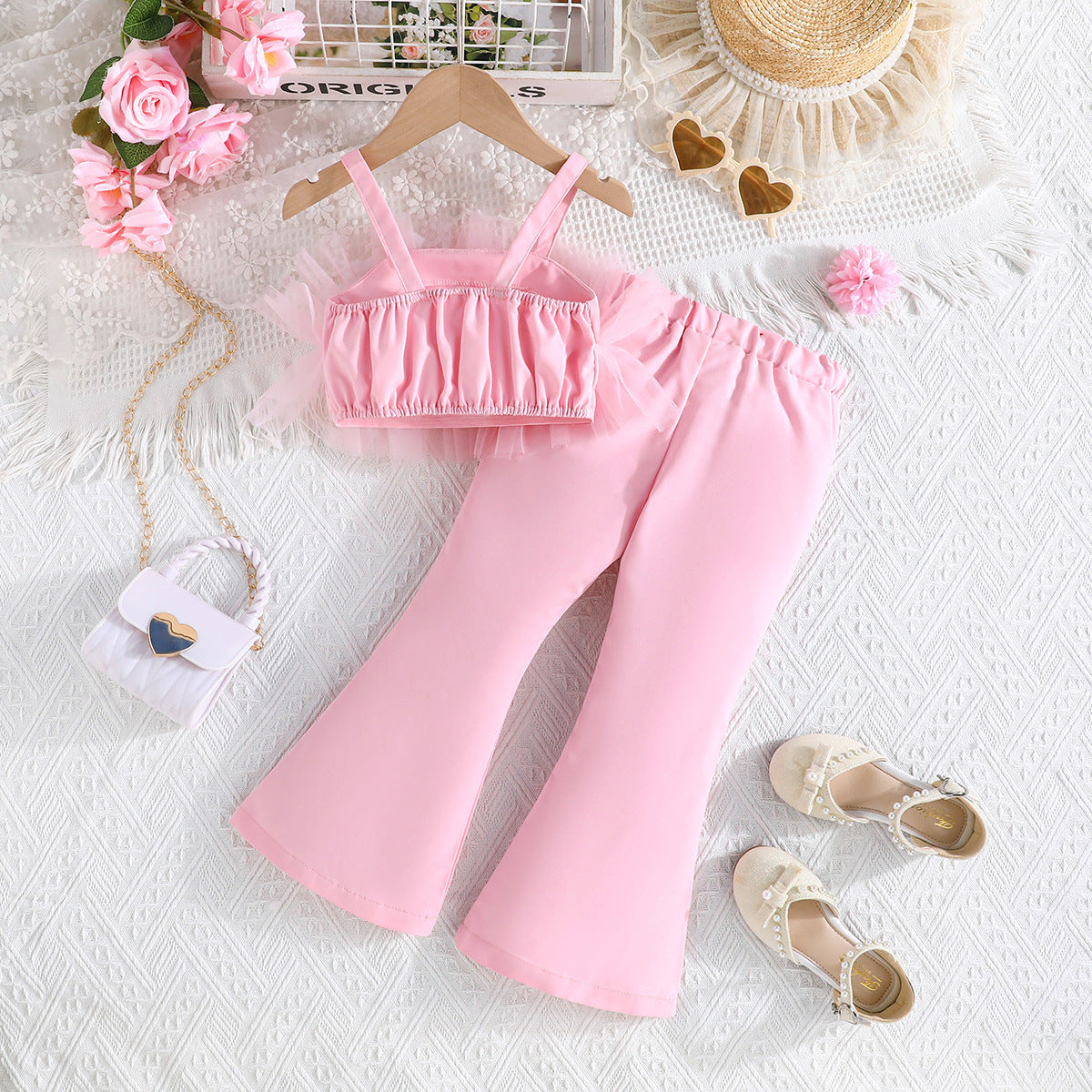 Girls Shoulder Straps Top With Palazzos