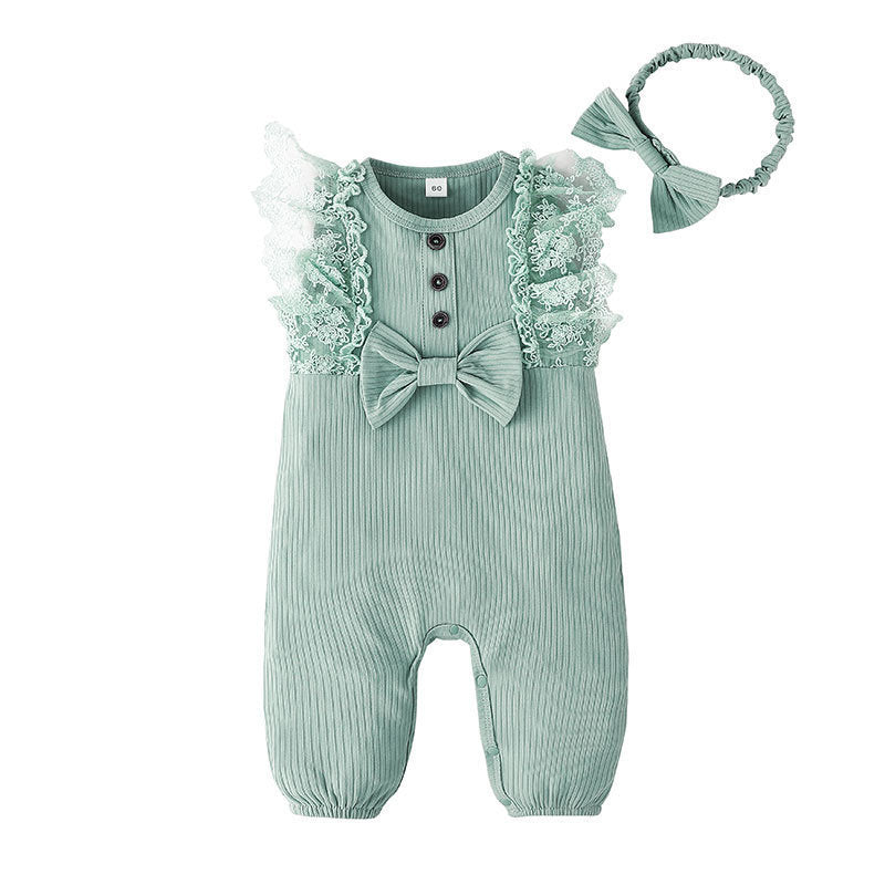 Girls Ribbed Rompers