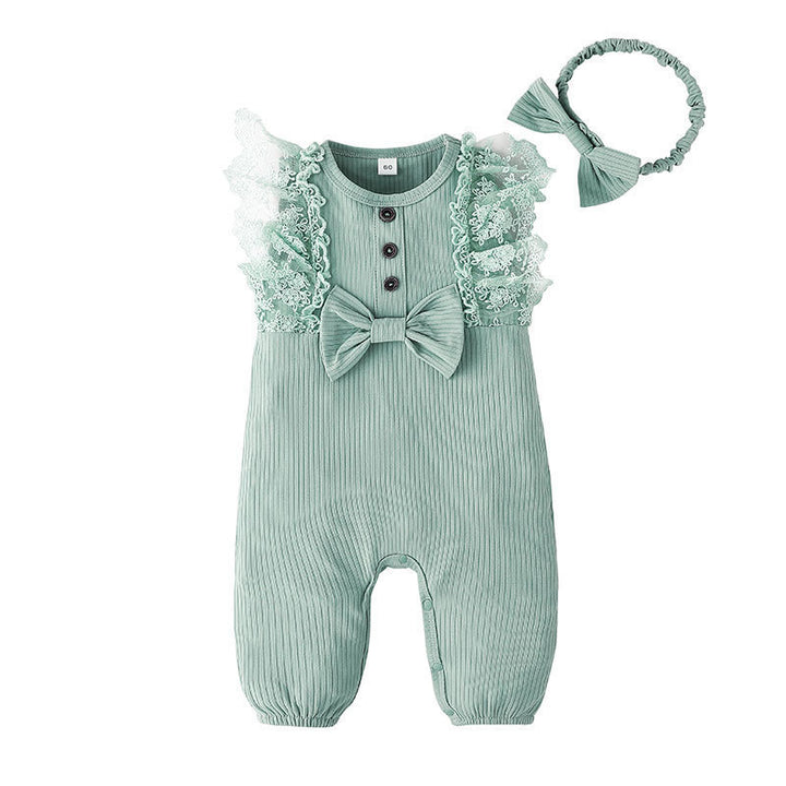 Girls Ribbed Rompers