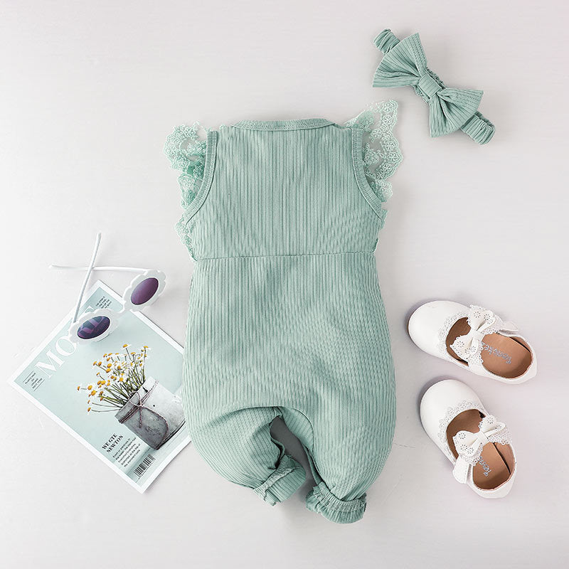 Girls Ribbed Rompers