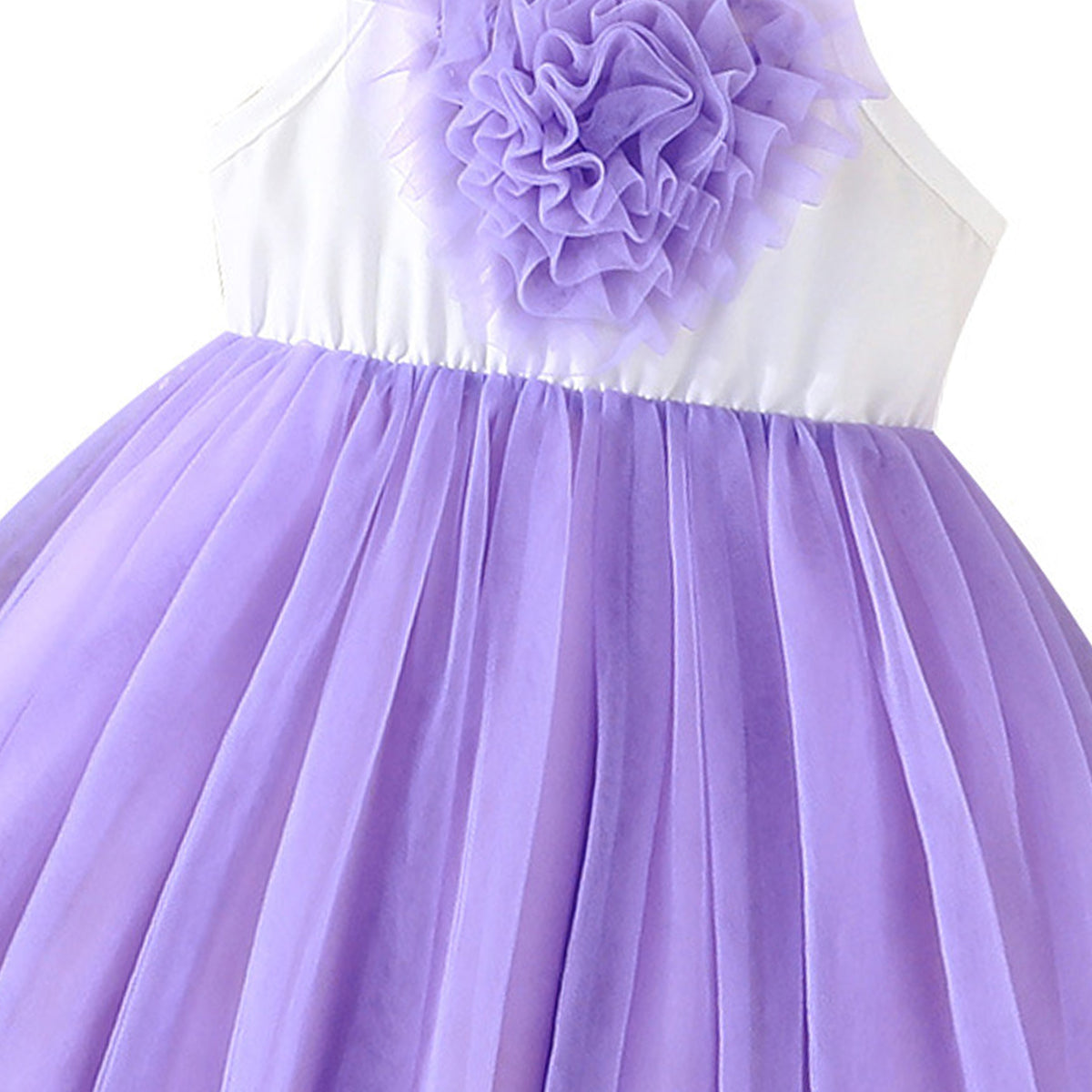 Girls Applique Shoulder Straps Net Fit and Flare Midi Dress