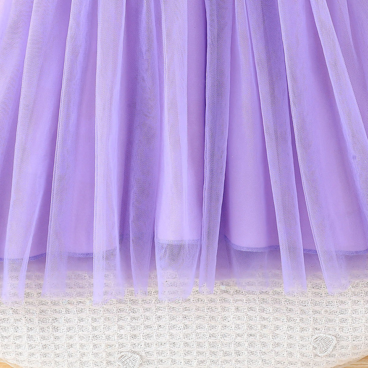 Girls Applique Shoulder Straps Net Fit and Flare Midi Dress