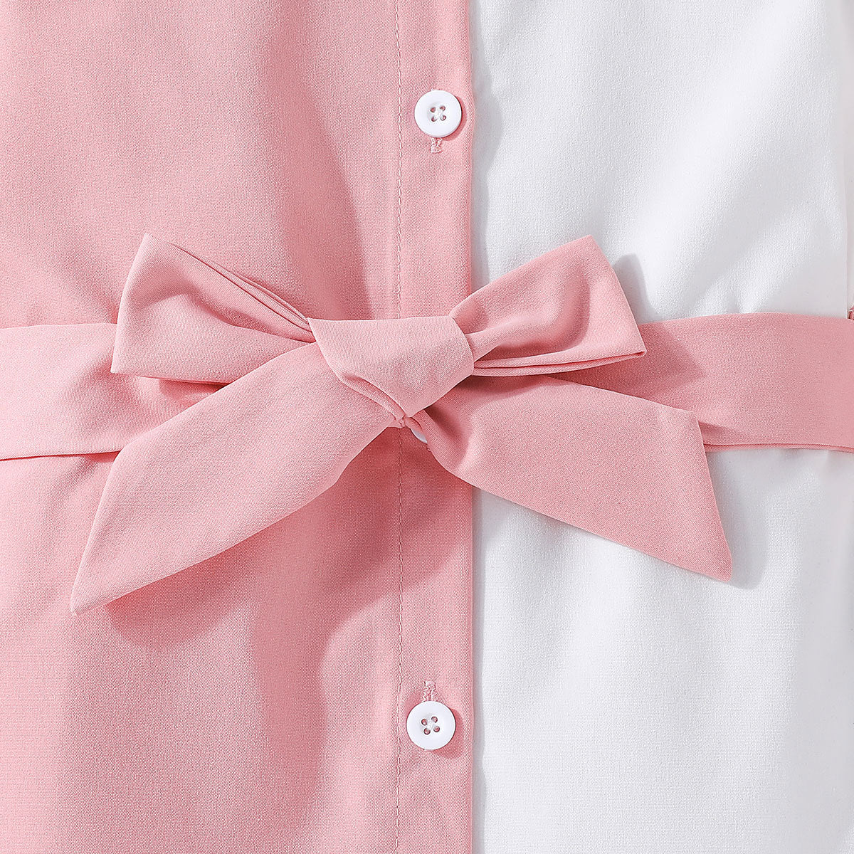 Girls Colourblocked Puff Sleeves Shirt Dress