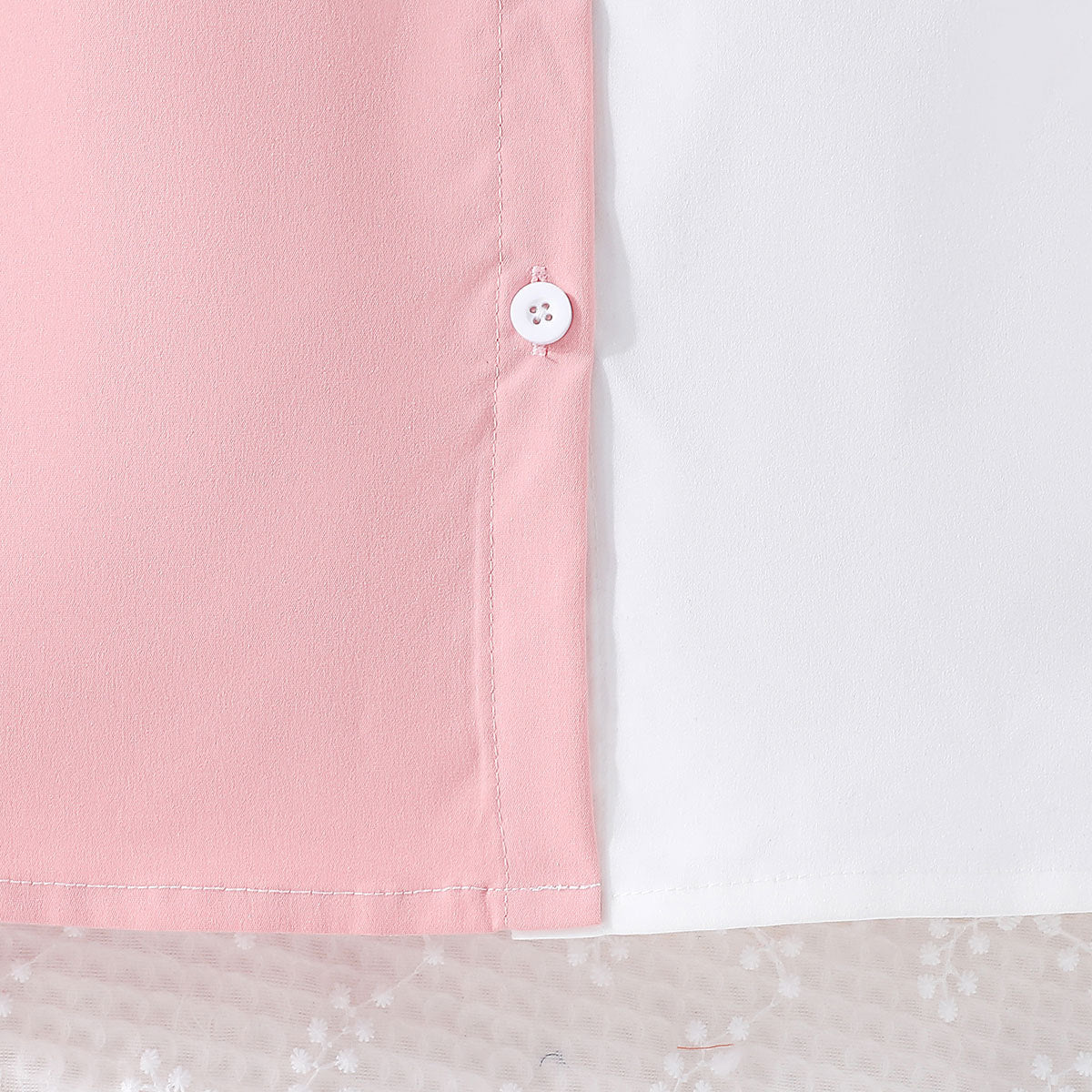 Girls Colourblocked Puff Sleeves Shirt Dress