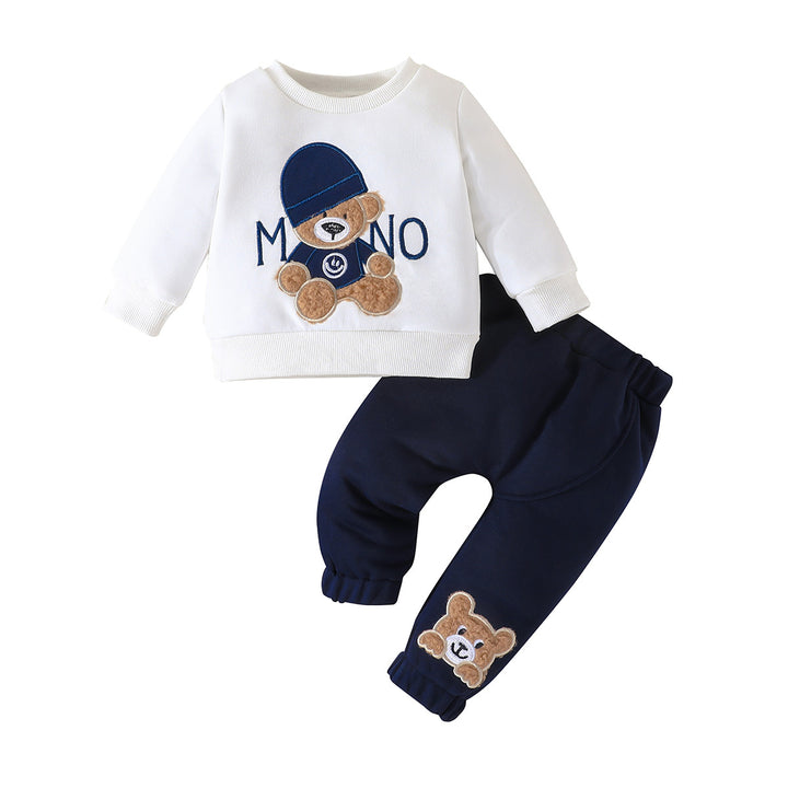 White & Black Kids Printed Round Neck T-shirt with Pyjamas