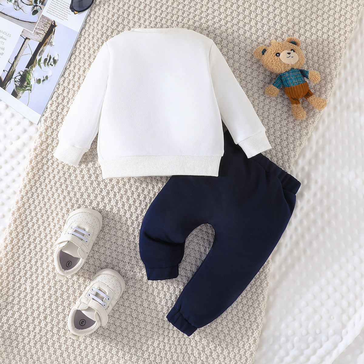 White & Black Kids Printed Round Neck T-shirt with Pyjamas