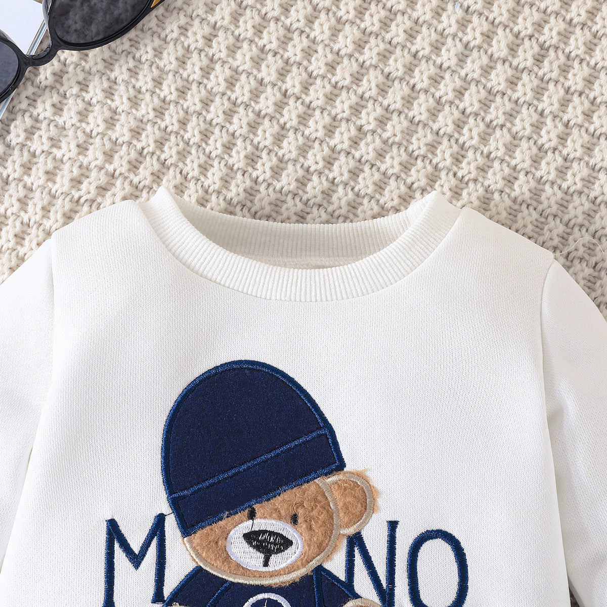 White & Black Kids Printed Round Neck T-shirt with Pyjamas