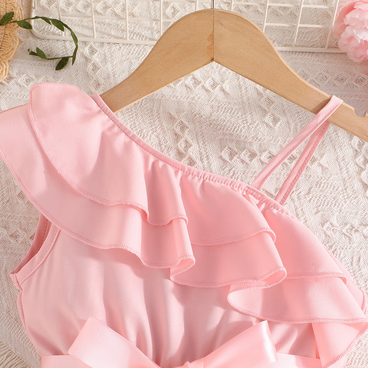 Girls Embellished Shoulder Straps Net Knee Length Fit & Flare Dress