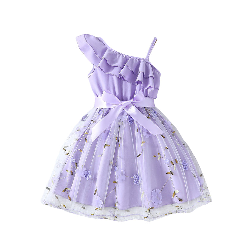 Floral Ruffled Net Fit & Flare Dress