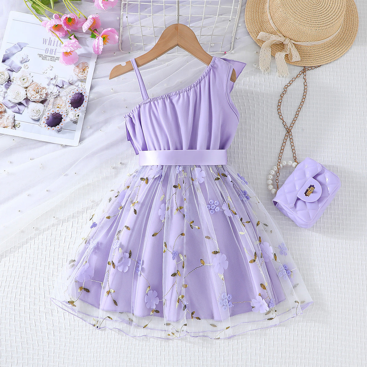 Floral Ruffled Net Fit & Flare Dress